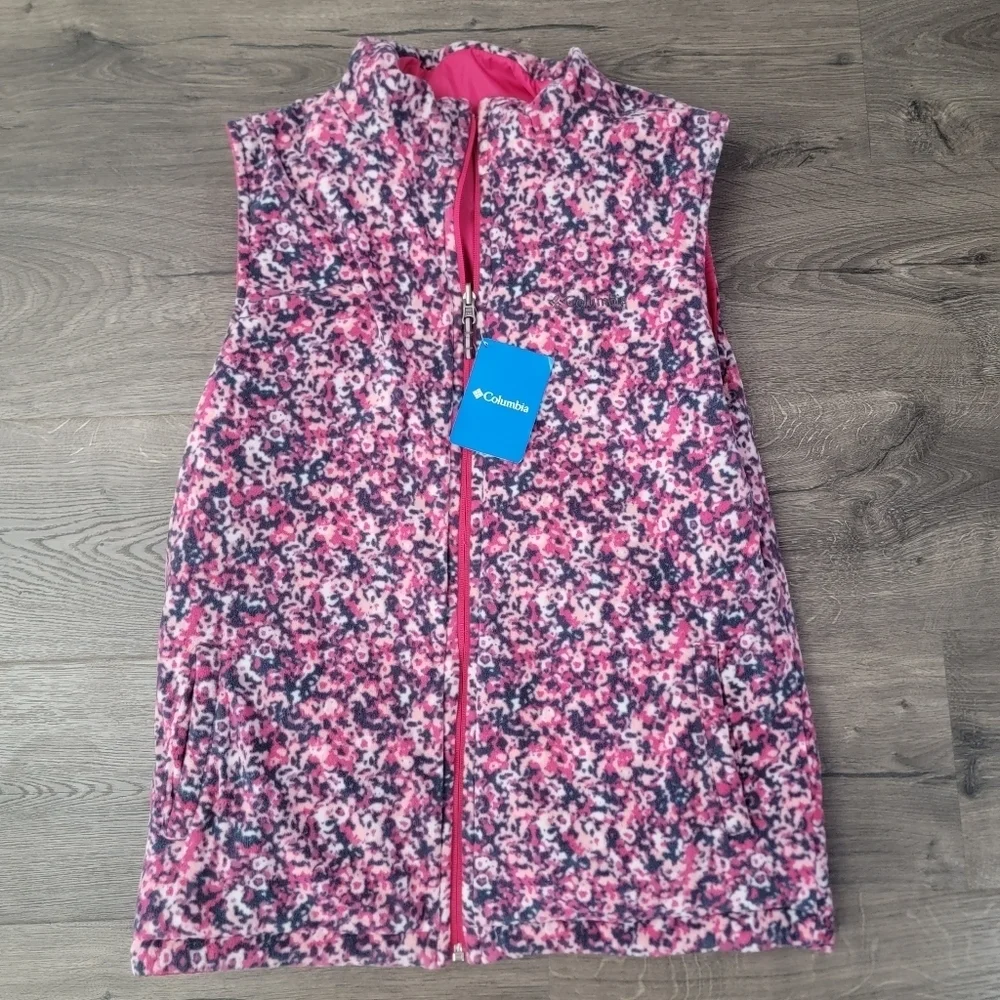Columbia pink reversible vest size youth XL NWT